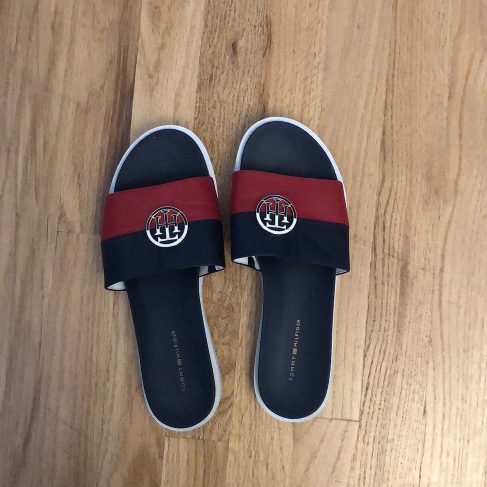 Navy and Red Tommy Hilfiger Slides